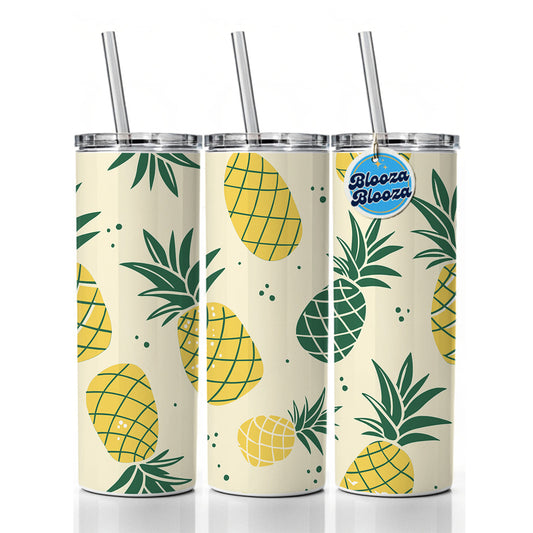 Scattered Tropical Pineapples Skinny Tumbler 20oz with Straw Insulated Water Bottle Gift