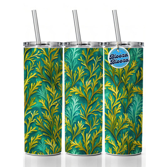 Seaweed Pattern Skinny Tumbler 20oz with Straw Insulated Water Bottle Gift