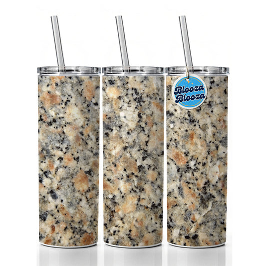 Sleek Faux Granite Skinny Tumbler 20oz with Straw Insulated Water Bottle Gift