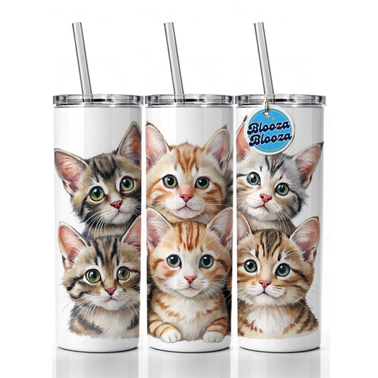 Sweet American Bobtail Cats Skinny Tumbler 20oz with Straw Insulated Water Bottle Gift