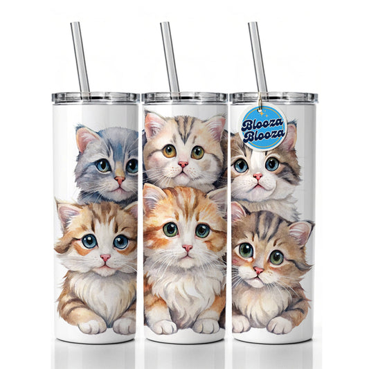 Sweet American Curl Cats Skinny Tumbler 20oz with Straw Insulated Water Bottle Gift