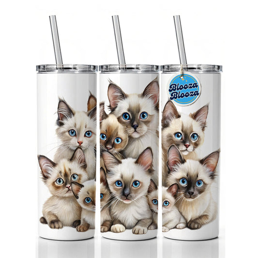 Sweet Balinese Cats Skinny Tumbler 20oz with Straw Insulated Water Bottle Gift