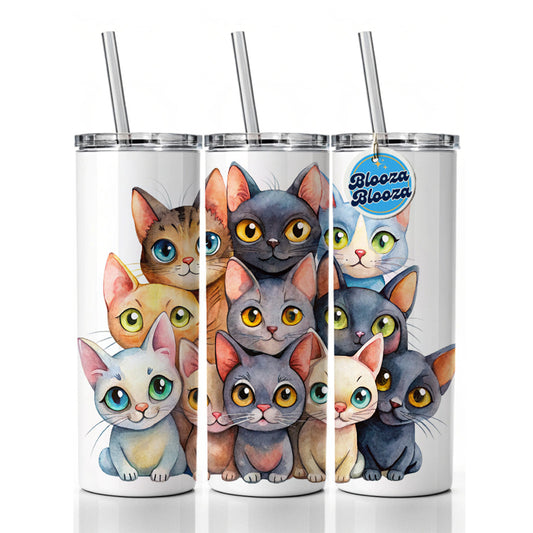 Sweet Bombay Cats Skinny Tumbler 20oz with Straw Insulated Water Bottle Gift
