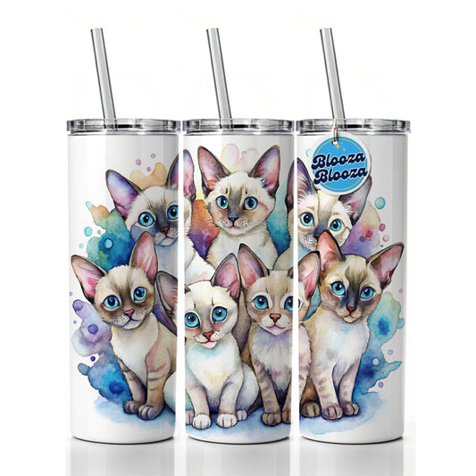 Sweet Colorpoint Shorthair Cats Skinny Tumbler 20oz with Straw Insulated Water Bottle Gift