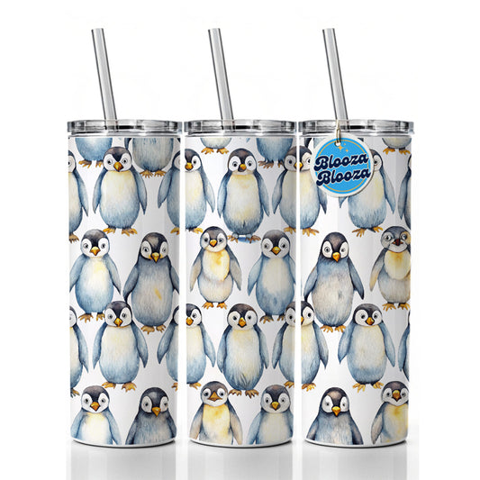 Sweet Emperor Penguins Skinny Tumbler 20oz with Straw Insulated Water Bottle Gift
