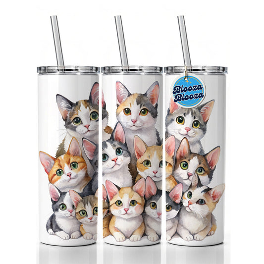 Sweet Japanese Bobtail Cats Skinny Tumbler 20oz with Straw Insulated Water Bottle Gift