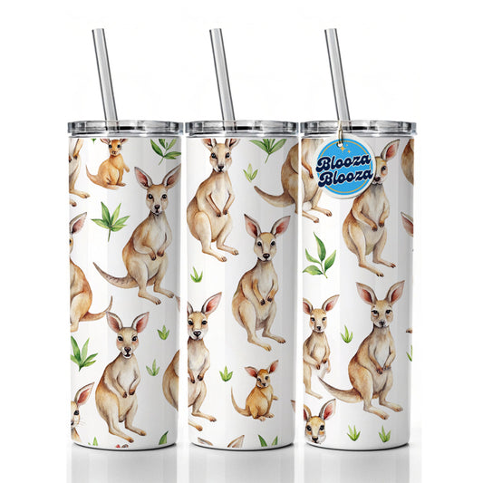 Sweet Kangaroos Skinny Tumbler 20oz with Straw Insulated Water Bottle Gift