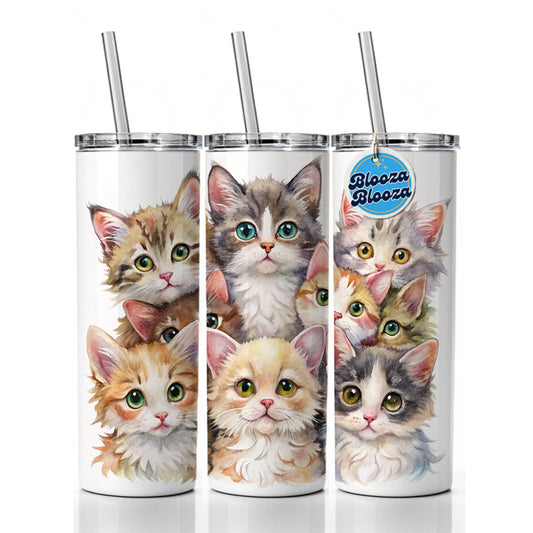 Sweet Laperm Cats Skinny Tumbler 20oz with Straw Insulated Water Bottle Gift