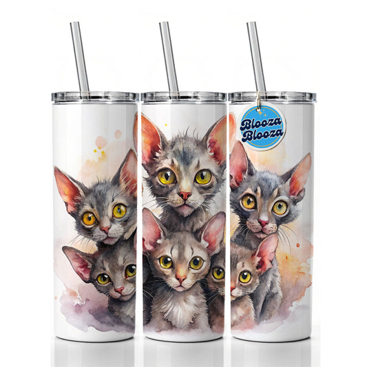 Sweet Lykoi Cats Skinny Tumbler 20oz with Straw Insulated Water Bottle Gift