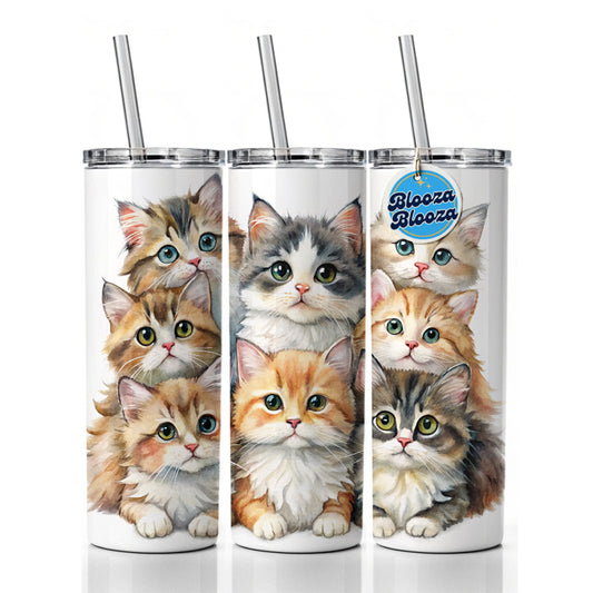 Sweet Ragamuffin Cats Skinny Tumbler 20oz with Straw Insulated Water Bottle Gift