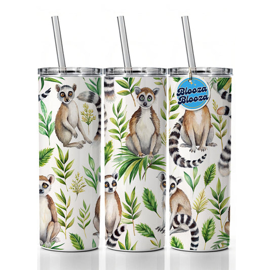 Sweet Ringtail Lemurs Skinny Tumbler 20oz with Straw Insulated Water Bottle Gift