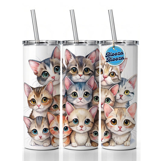 Sweet Singapura Cats Skinny Tumbler 20oz with Straw Insulated Water Bottle Gift