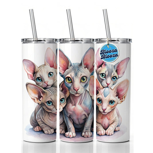 Sweet Sphynx Cats Skinny Tumbler 20oz with Straw Insulated Water Bottle Gift