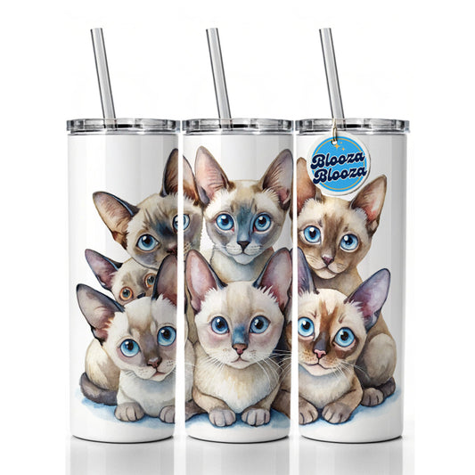 Sweet Tonkinese Cats Skinny Tumbler 20oz with Straw Insulated Water Bottle Gift