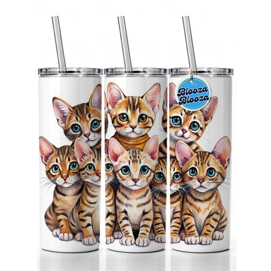 Sweet Toyger Cats Skinny Tumbler 20oz with Straw Insulated Water Bottle Gift