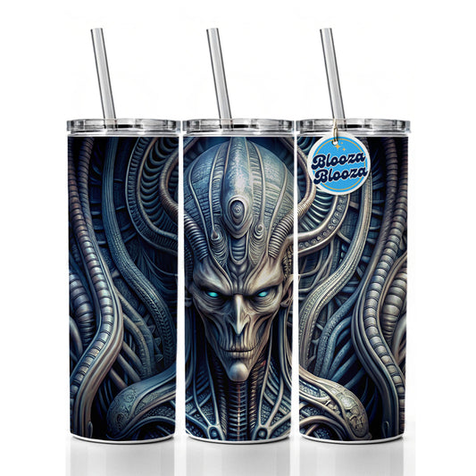 Alien Creature Creepy Horror Sci-Fi Skinny Tumbler 20oz with Straw Insulated Water Bottle Gift