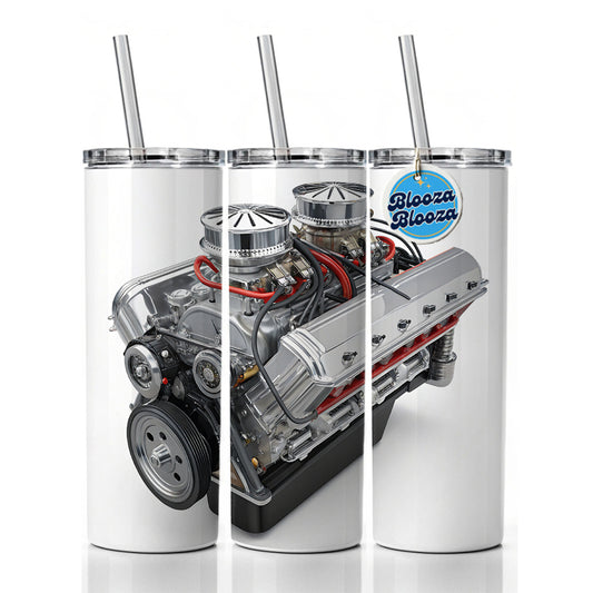 Classic V8 Muscle Car Engine Skinny Tumbler 20oz with Straw Insulated Water Bottle Gift
