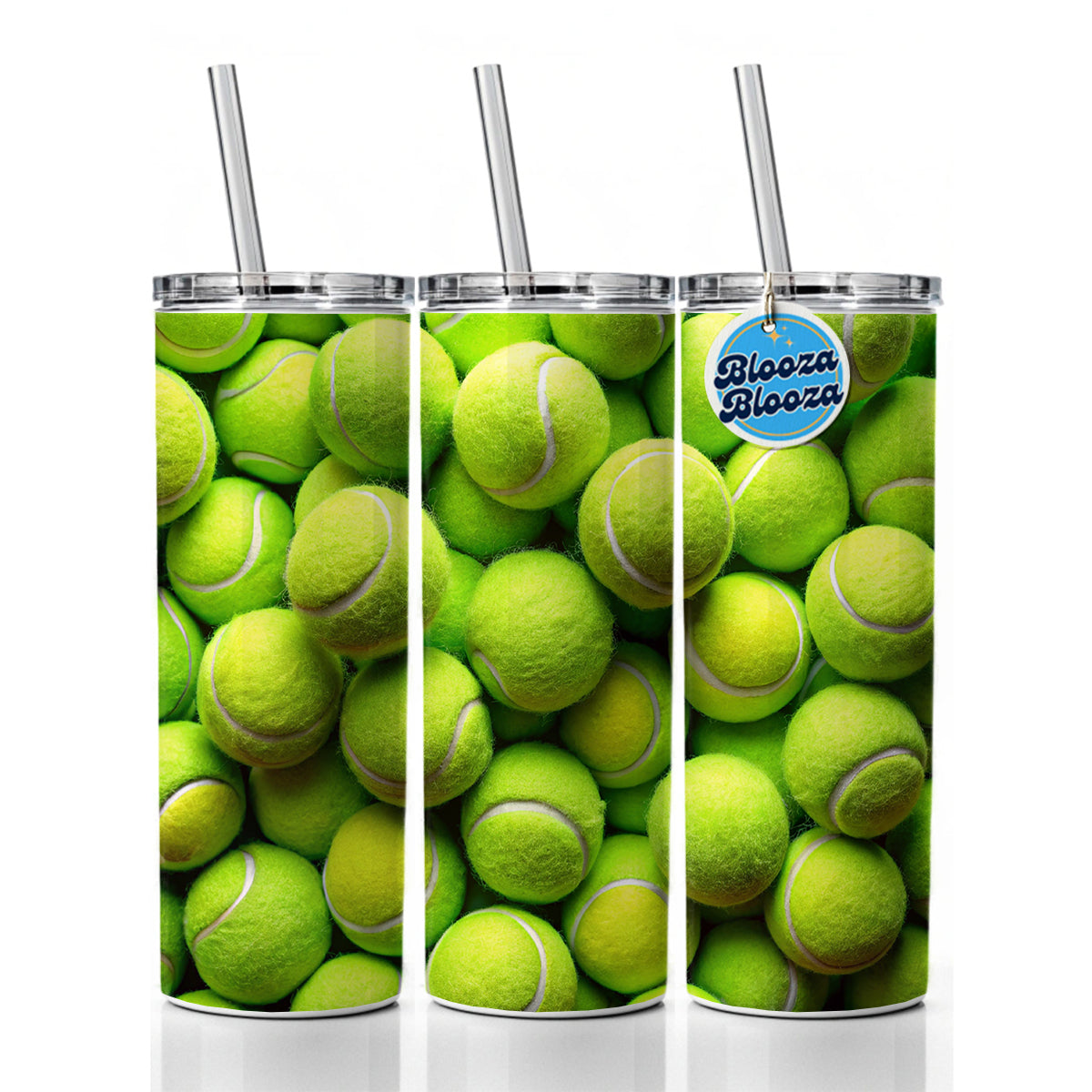 Lots Of Tennis Balls Skinny Tumbler 20oz with Straw Insulated Water Bottle Gift