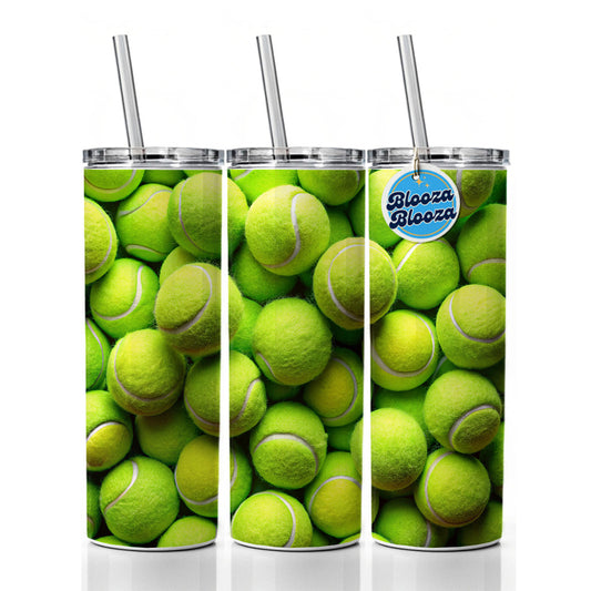 Lots Of Tennis Balls Skinny Tumbler 20oz with Straw Insulated Water Bottle Gift