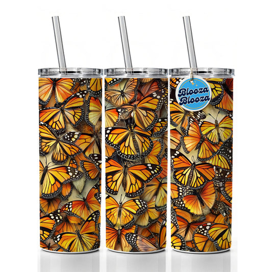Monarch Butterflies Covering Everything Skinny Tumbler 20oz with Straw Insulated Water Bottle Gift