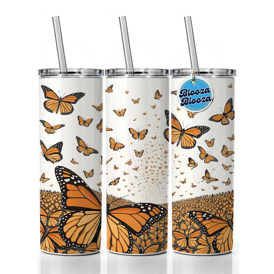 Monarch Butterflies Covering the Countryside Skinny Tumbler 20oz with Straw Insulated Water Bottle Gift