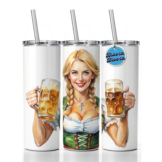 Oktoberfest German Barmaid With A Beer Mugs Skinny Tumbler 20oz with Straw Insulated Water Bottle Gift