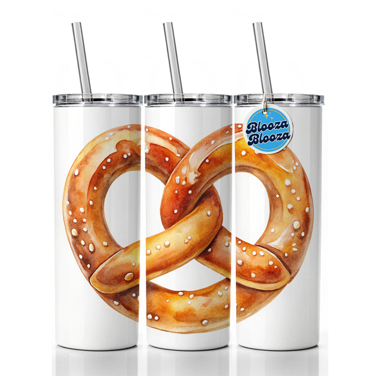 Pretzel Knot Oktoberfest Watercolor Skinny Tumbler 20oz with Straw Insulated Water Bottle Gift