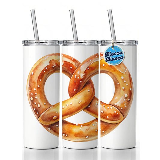 Pretzel Knot Oktoberfest Watercolor Skinny Tumbler 20oz with Straw Insulated Water Bottle Gift