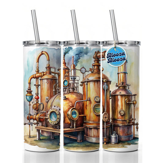 Steampunk Beer Alcohol Still Pipes And Gauges Skinny Tumbler 20oz with Straw Insulated Water Bottle Gift