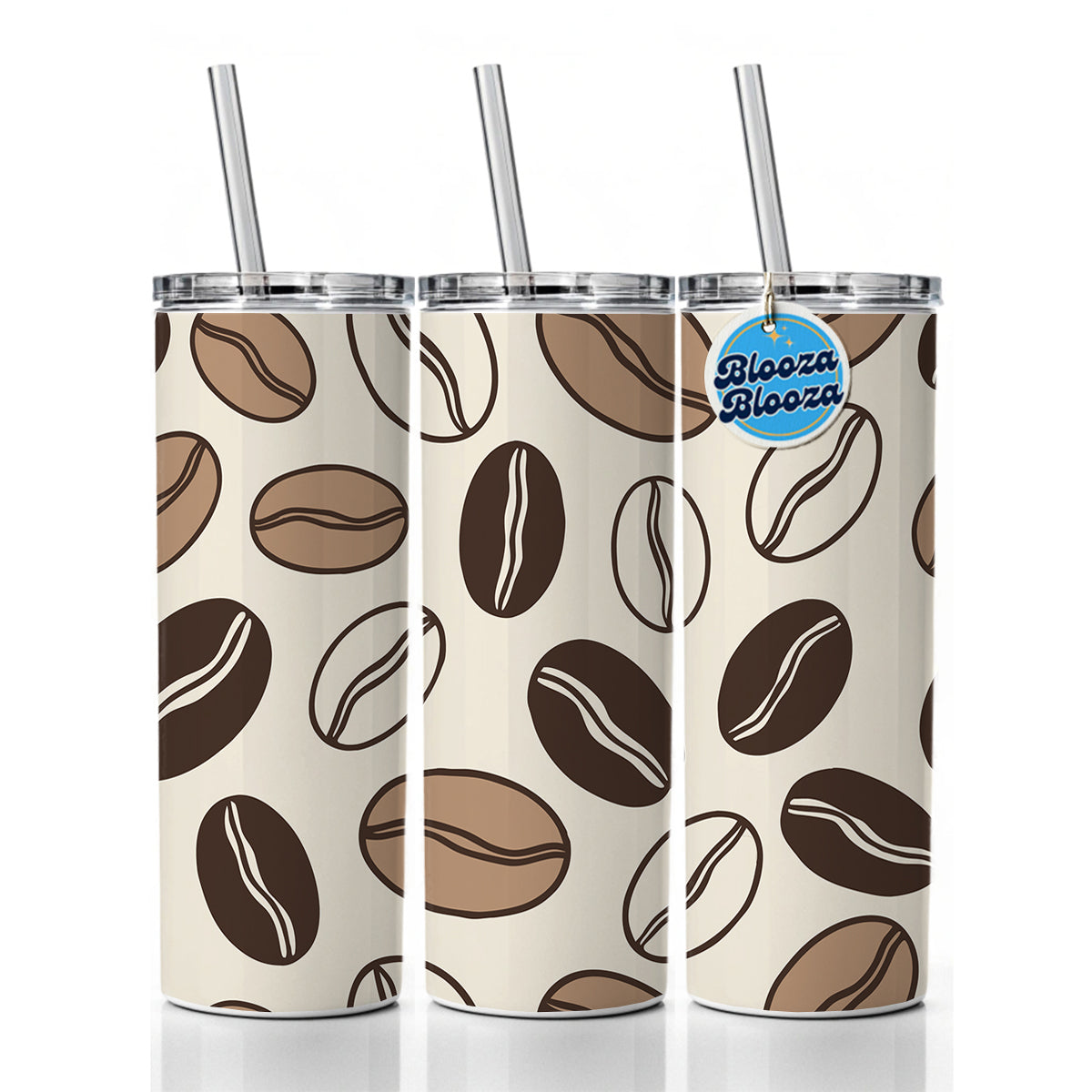 Coffee Beans Sketch Skinny Tumbler 20oz with Straw Insulated Water Bottle Gift
