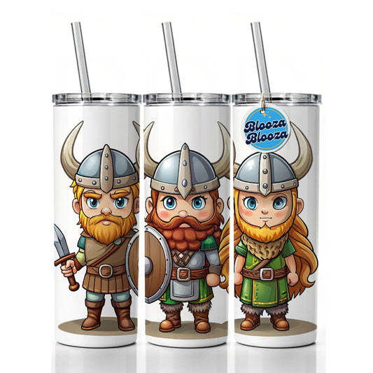 Cute Vikings Skinny Tumbler 20oz with Straw Insulated Water Bottle Gift