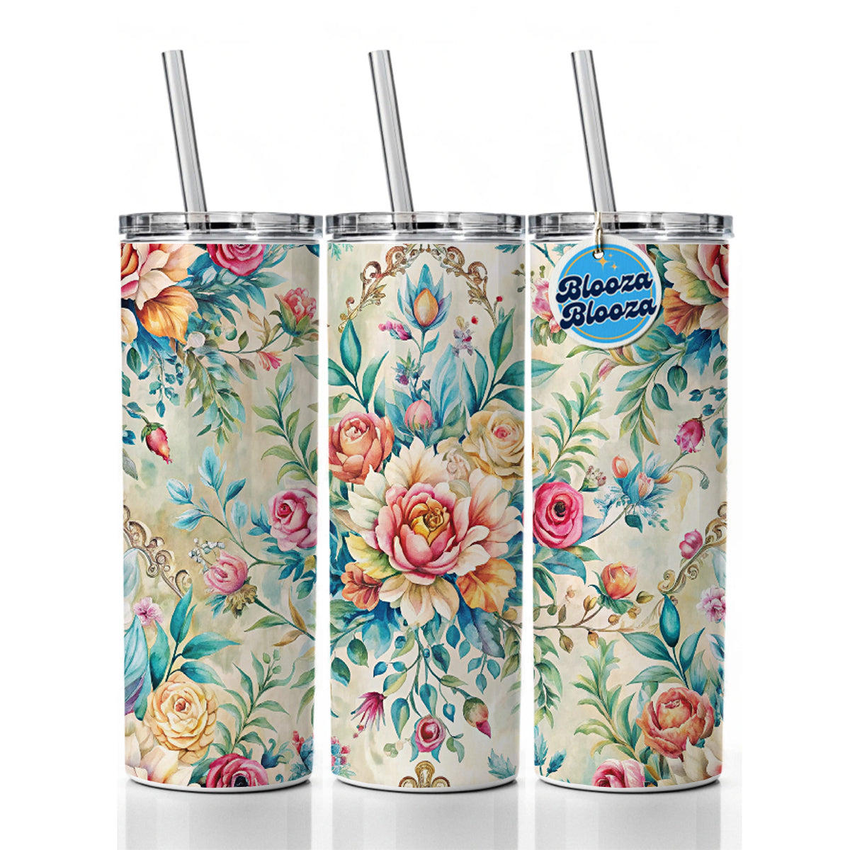 Elegant Bohemian Wallpaper Skinny Tumbler 20oz with Straw Insulated Water Bottle Gift