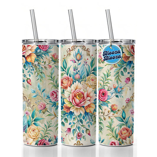 Elegant Bohemian Wallpaper Skinny Tumbler 20oz with Straw Insulated Water Bottle Gift