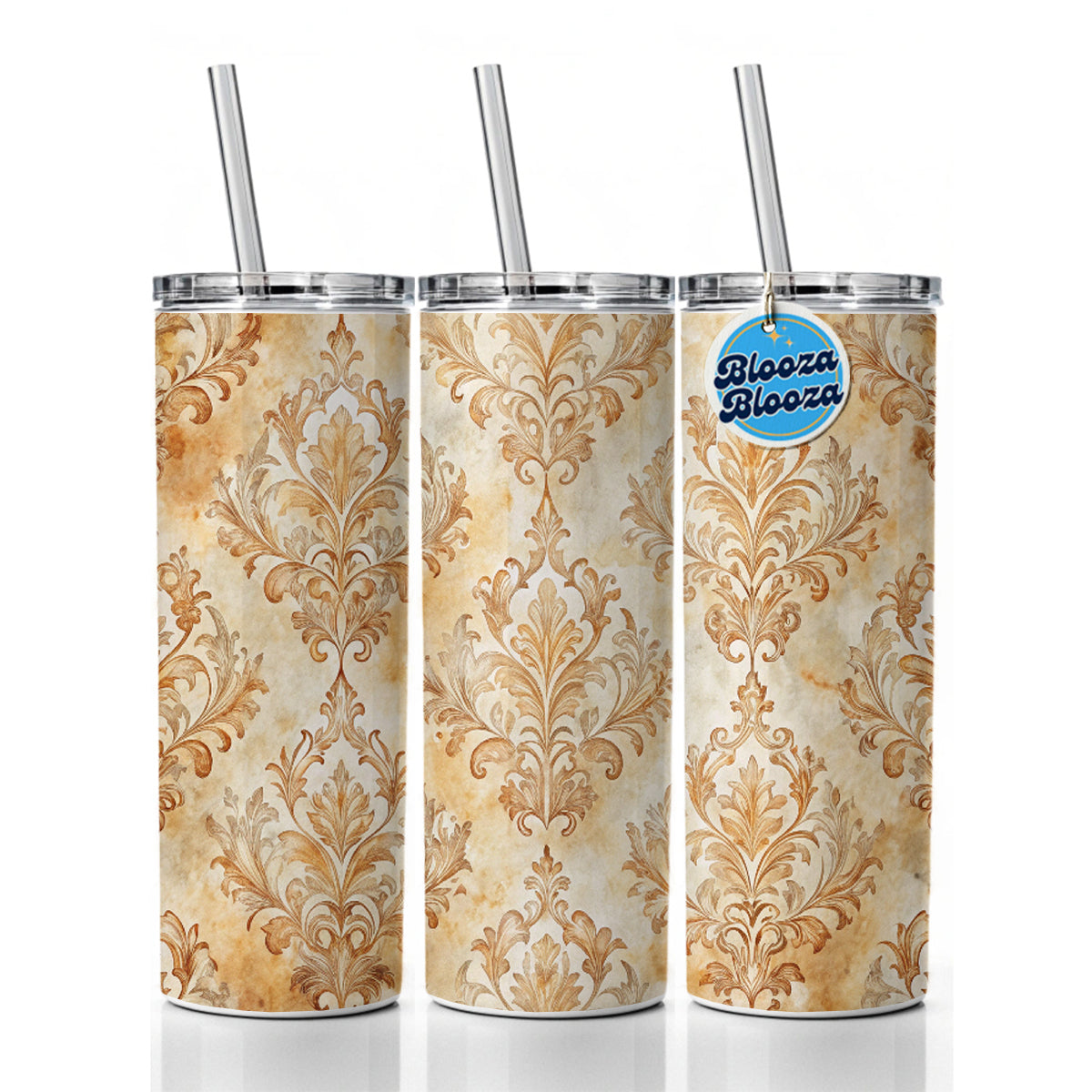 Elegant Wallpaper Skinny Tumbler 20oz with Straw Insulated Water Bottle Gift
