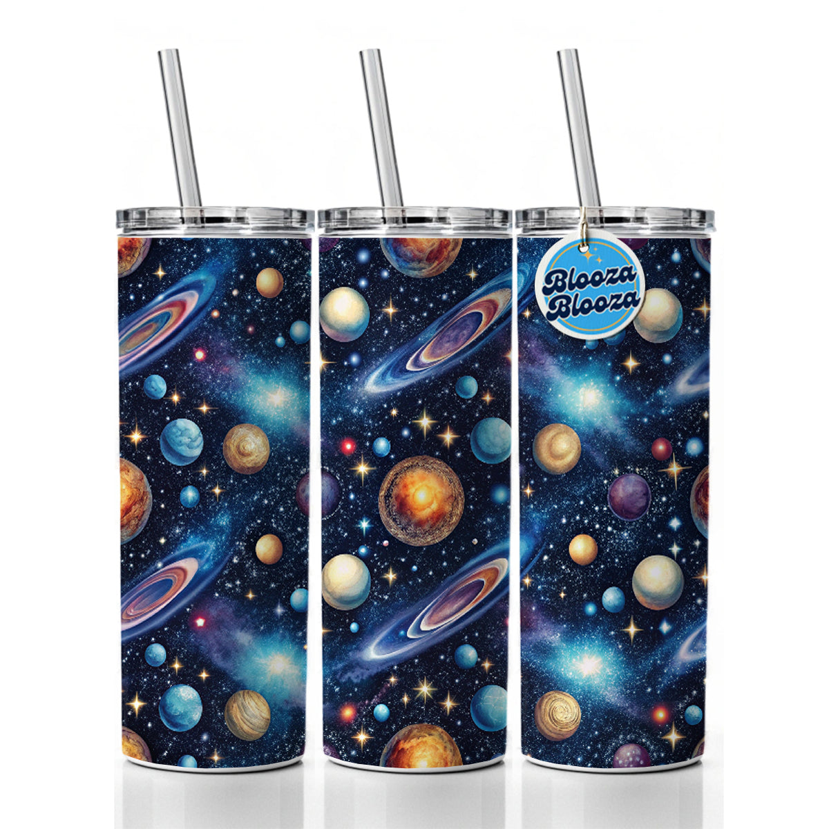 Galaxy Outer Space Astronomy Pattern Skinny Tumbler 20oz with Straw Insulated Water Bottle Gift