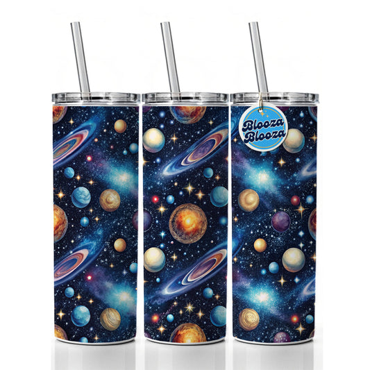 Galaxy Outer Space Astronomy Pattern Skinny Tumbler 20oz with Straw Insulated Water Bottle Gift