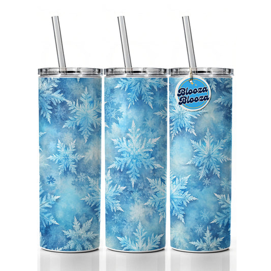 Ice Crystals Snowflakes Winter Beautiful Skinny Tumbler 20oz with Straw Insulated Water Bottle Gift
