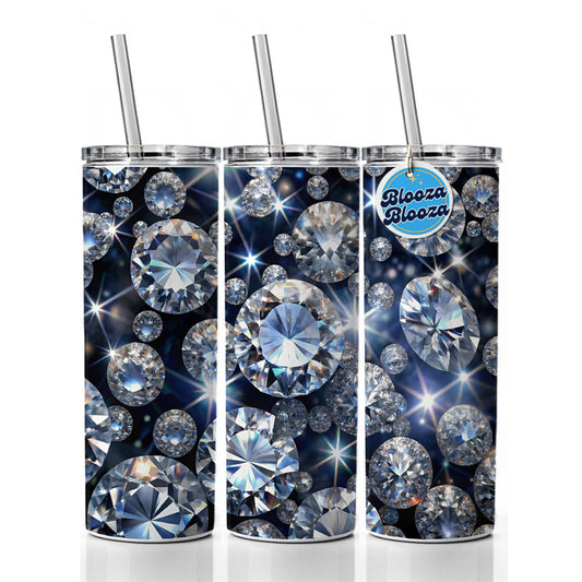 Lots Of Diamonds Skinny Tumbler 20oz with Straw Insulated Water Bottle Gift