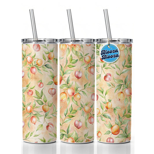 Peaches Beautiful Background Skinny Tumbler 20oz with Straw Insulated Water Bottle Gift
