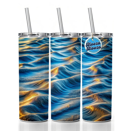 River Lake Waves Skinny Tumbler 20oz with Straw Insulated Water Bottle Gift