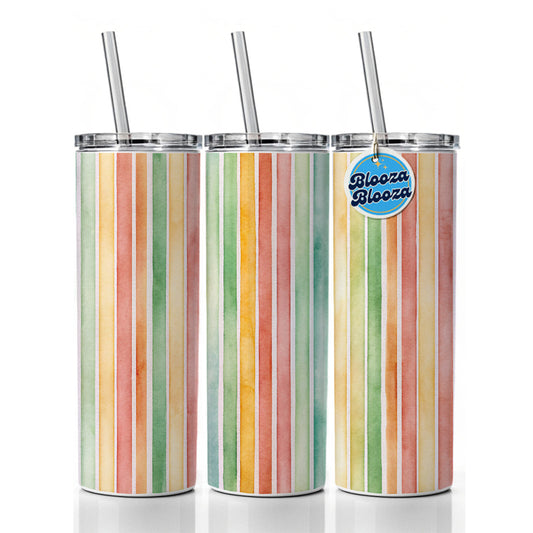 Striped 70s Wallpaper Skinny Tumbler 20oz with Straw Insulated Water Bottle Gift