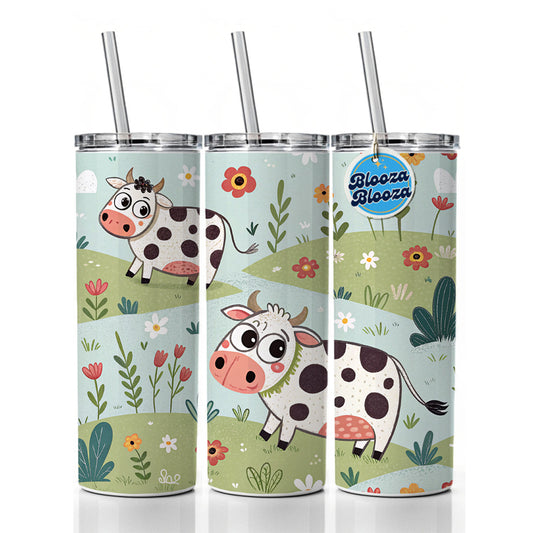 Adorable Dairy Cows Skinny Tumbler 20oz with Straw Insulated Water Bottle Gift