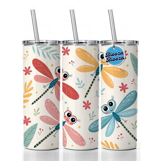 Cute Dragonflies Skinny Tumbler 20oz with Straw Insulated Water Bottle Gift