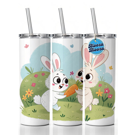 Cute Rabbits Bunnies Easter Skinny Tumbler 20oz with Straw Insulated Water Bottle Gift