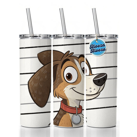 Dog Mug Shot Skinny Tumbler 20oz with Straw Insulated Water Bottle Gift