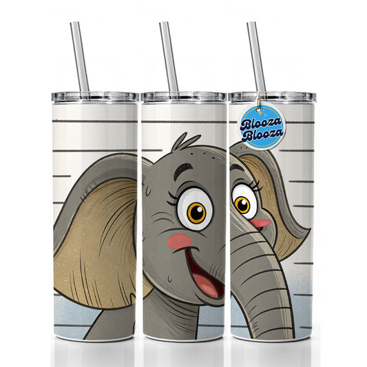 Elephant Mug Shot Skinny Tumbler 20oz with Straw Insulated Water Bottle Gift