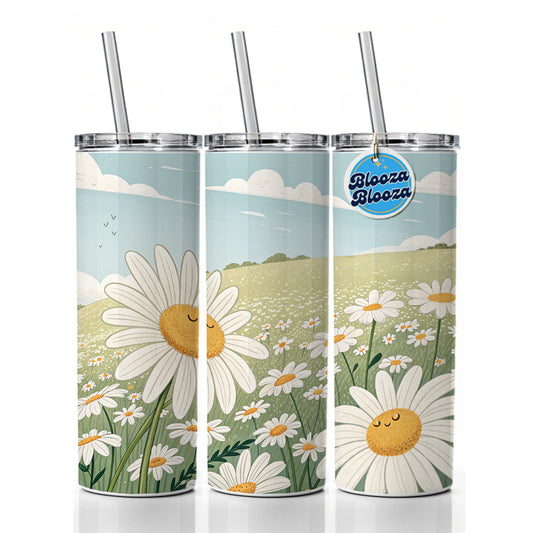 Field Of Daisies Daisy Flowers Skinny Tumbler 20oz with Straw Insulated Water Bottle Gift
