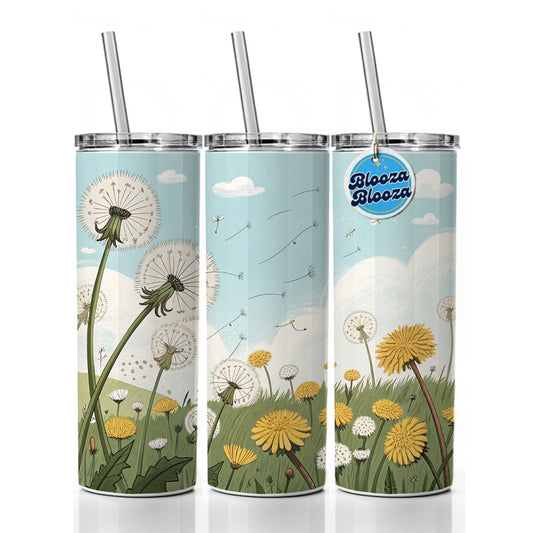 Field Of Dandelions Flowers Skinny Tumbler 20oz with Straw Insulated Water Bottle Gift