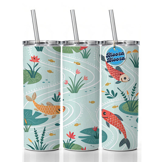 Fish Swimming In Pond Skinny Tumbler 20oz with Straw Insulated Water Bottle Gift