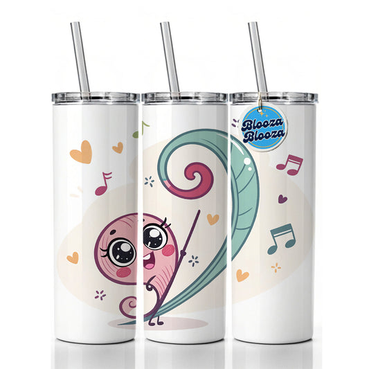 Kawaii Bass Clef Music Skinny Tumbler 20oz with Straw Insulated Water Bottle Gift